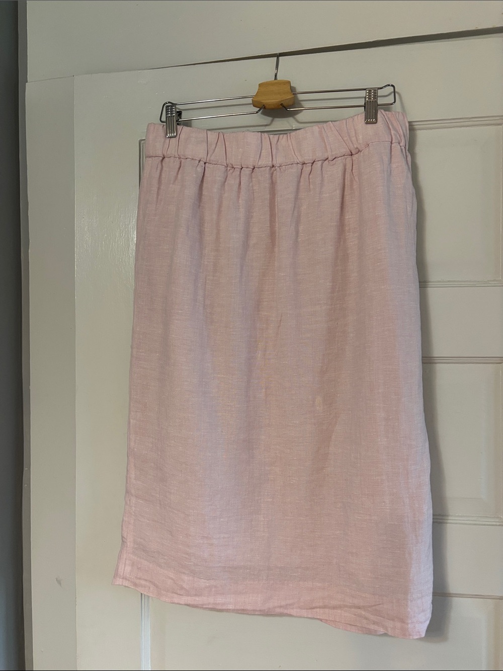 J. Crew Pale Pink Linen-Blend Elastic-Waist Midi Skirt